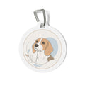 Chapa de identificación para perros personalizada con diseño botánico minimalista de Beagle