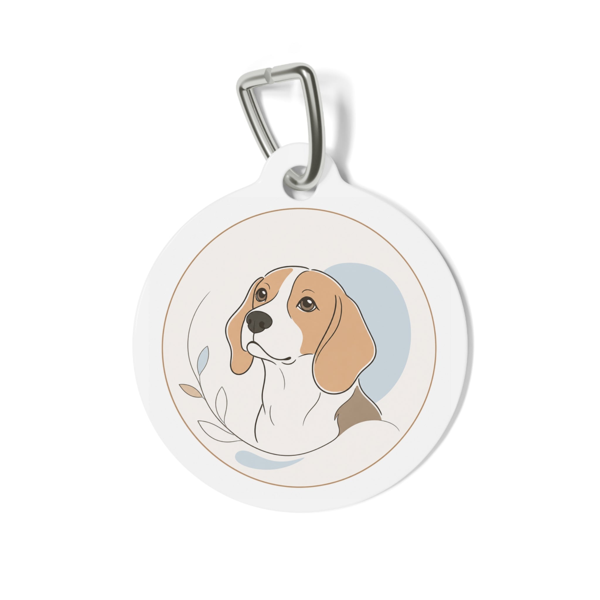 Beagle Minimal Botanical Personalized Dog ID Tag