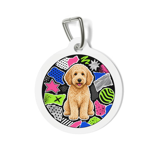 Goldendoodle Retro Pop Personalized Dog ID Tag