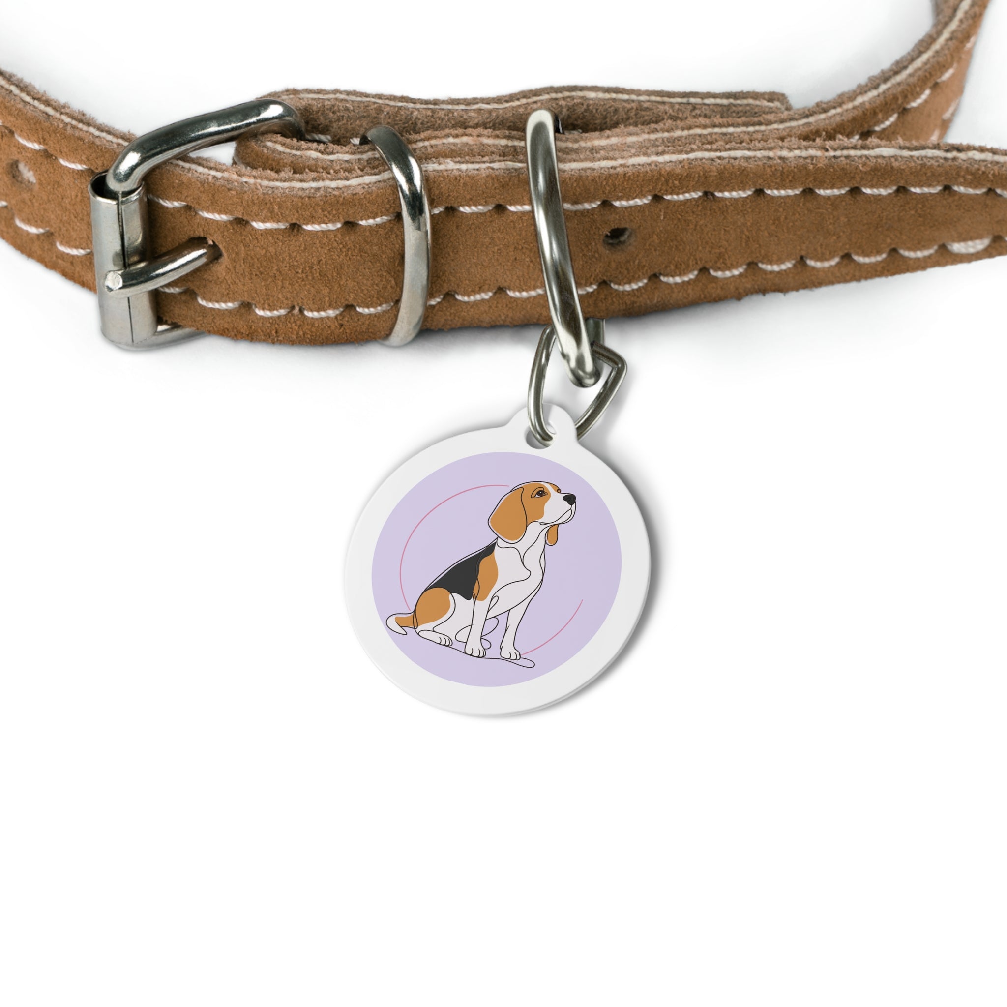 Beagle Lavender Line Art Personalized Dog ID Tag