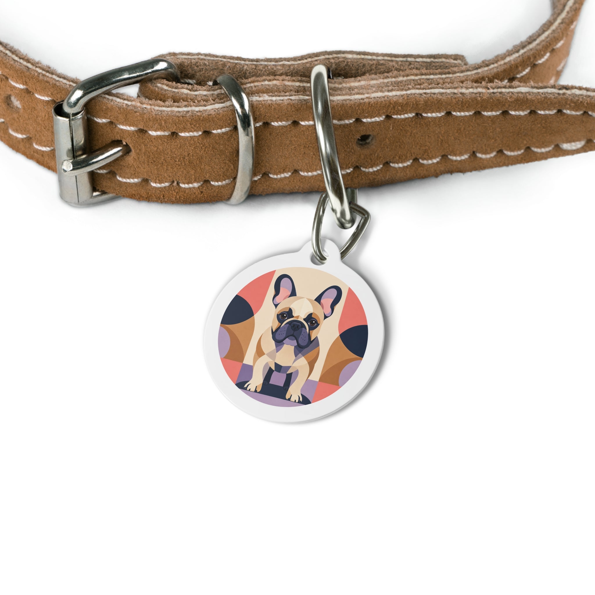 French Bulldog Charming Modern Geometric Personalized Dog ID Tag