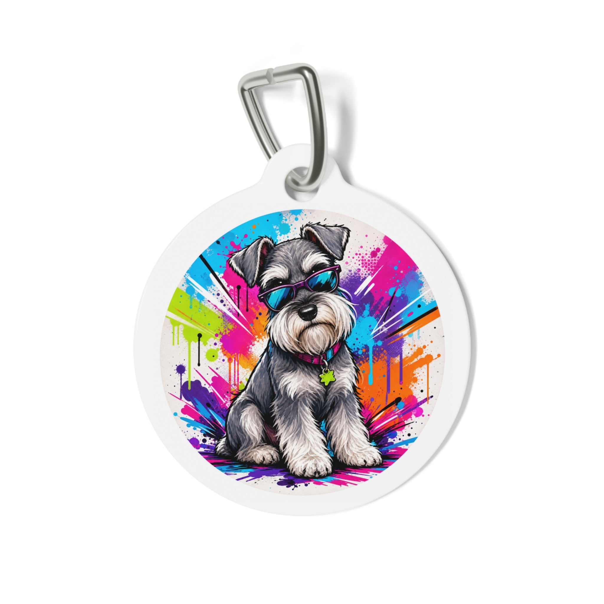 Miniature Schnauzer Vibrant Paint Splash Personalized Dog ID Tag
