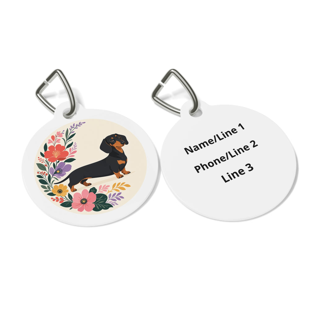 Dachshund Charming Floral Personalized Dog ID Tag