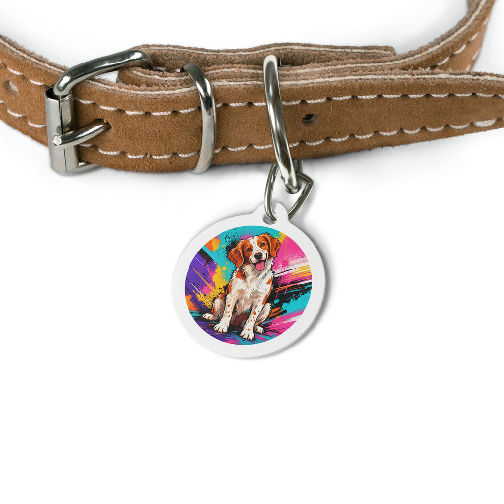 Brittany Bold Paint Splash Personalized Dog ID Tag