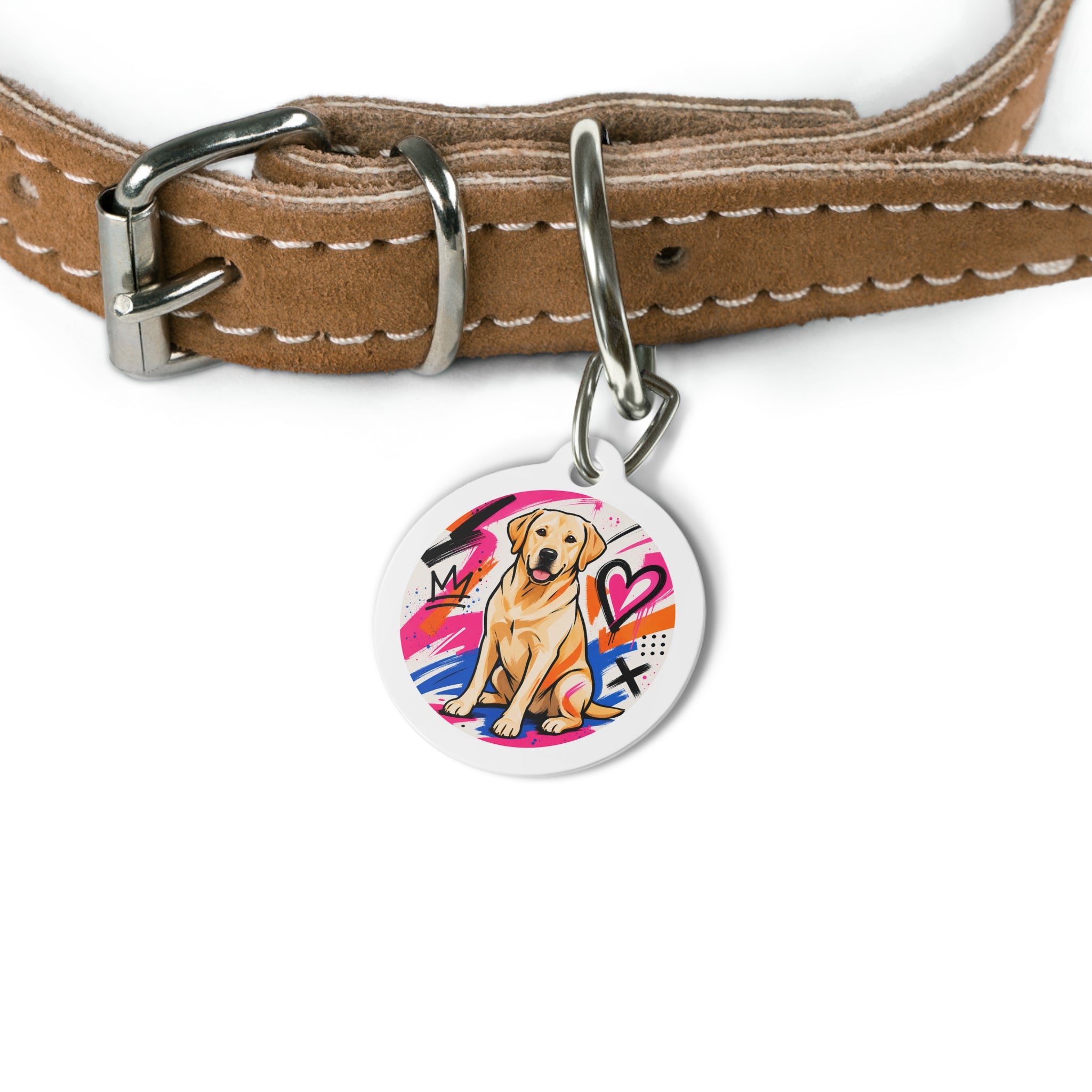 Labrador Retriever Graffiti Heart Personalized Dog ID Tag
