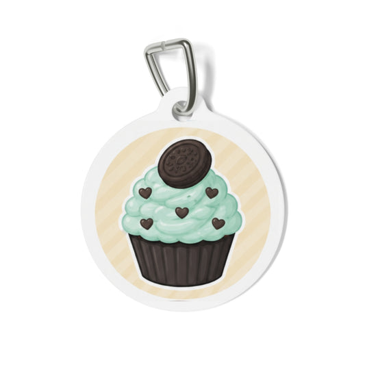 Mint Cookie Cupcake Whimsical Foodie Art Personalized Dog ID Tag