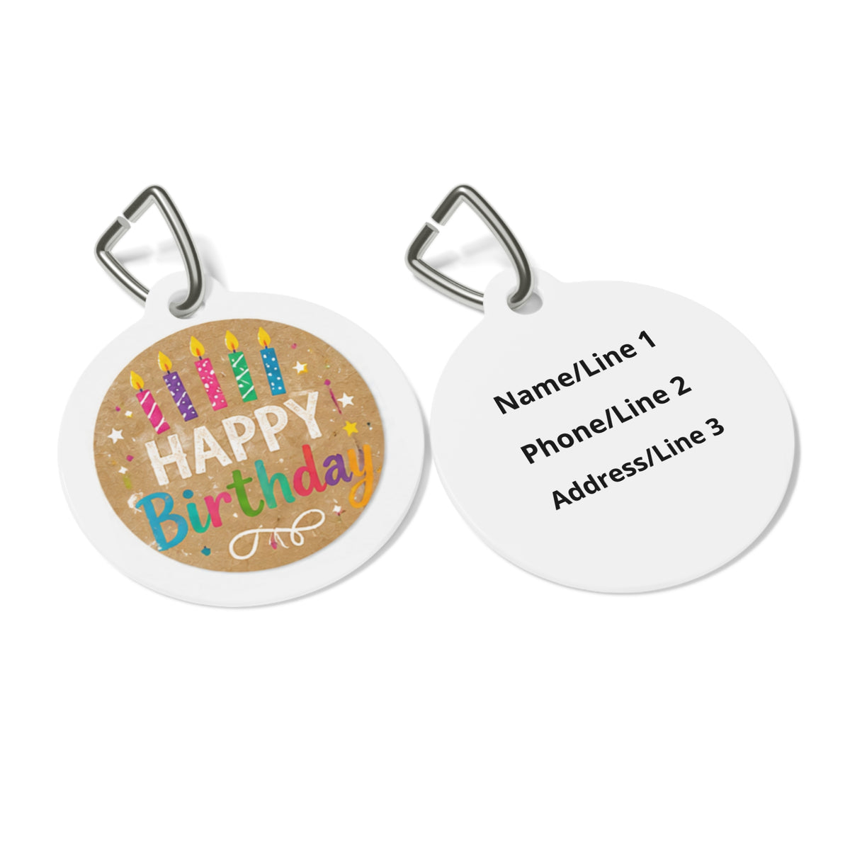 Close-up of Make-a-Wish Candle Glow artwork on personalized dog ID tag