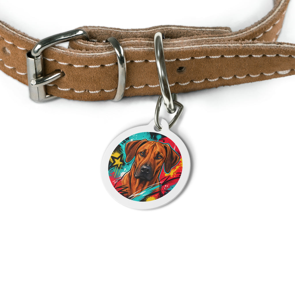 Rhodesian Ridgeback Colorful Pop Portrait Personalized Dog ID Tag