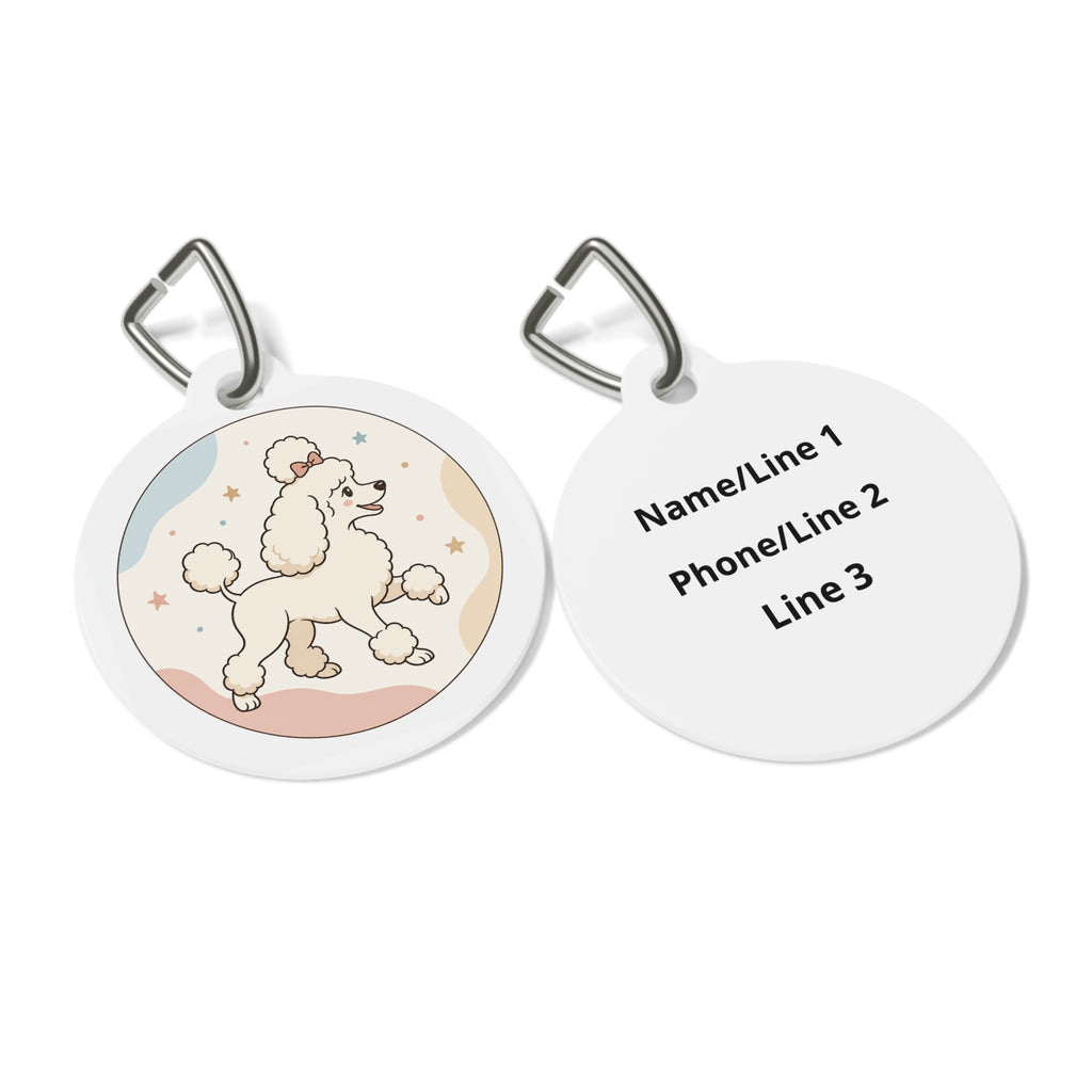 Etiqueta de identificación para perro personalizada "Poodle Playful Doodle"