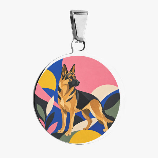 German Shepherd Bold Modern Colorblock Personalized Dog ID Tag