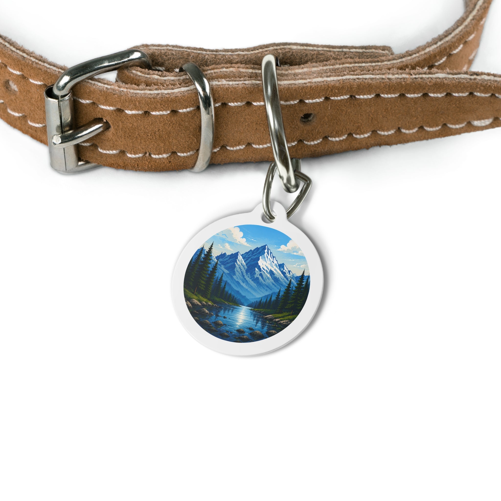 Mountain Lake Scenic Outdoor Adventure Personalized Dog ID Tag