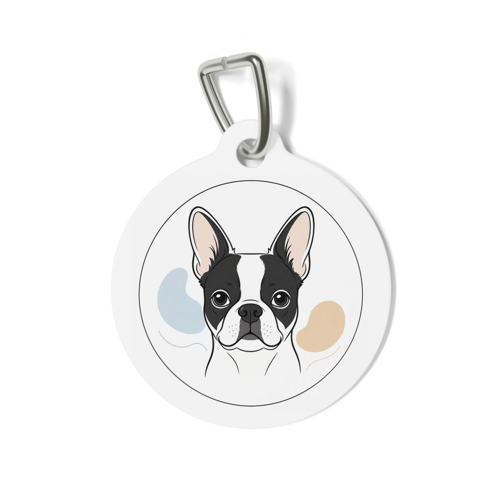 Boston Terrier Minimal Line Art Personalized Dog ID Tag