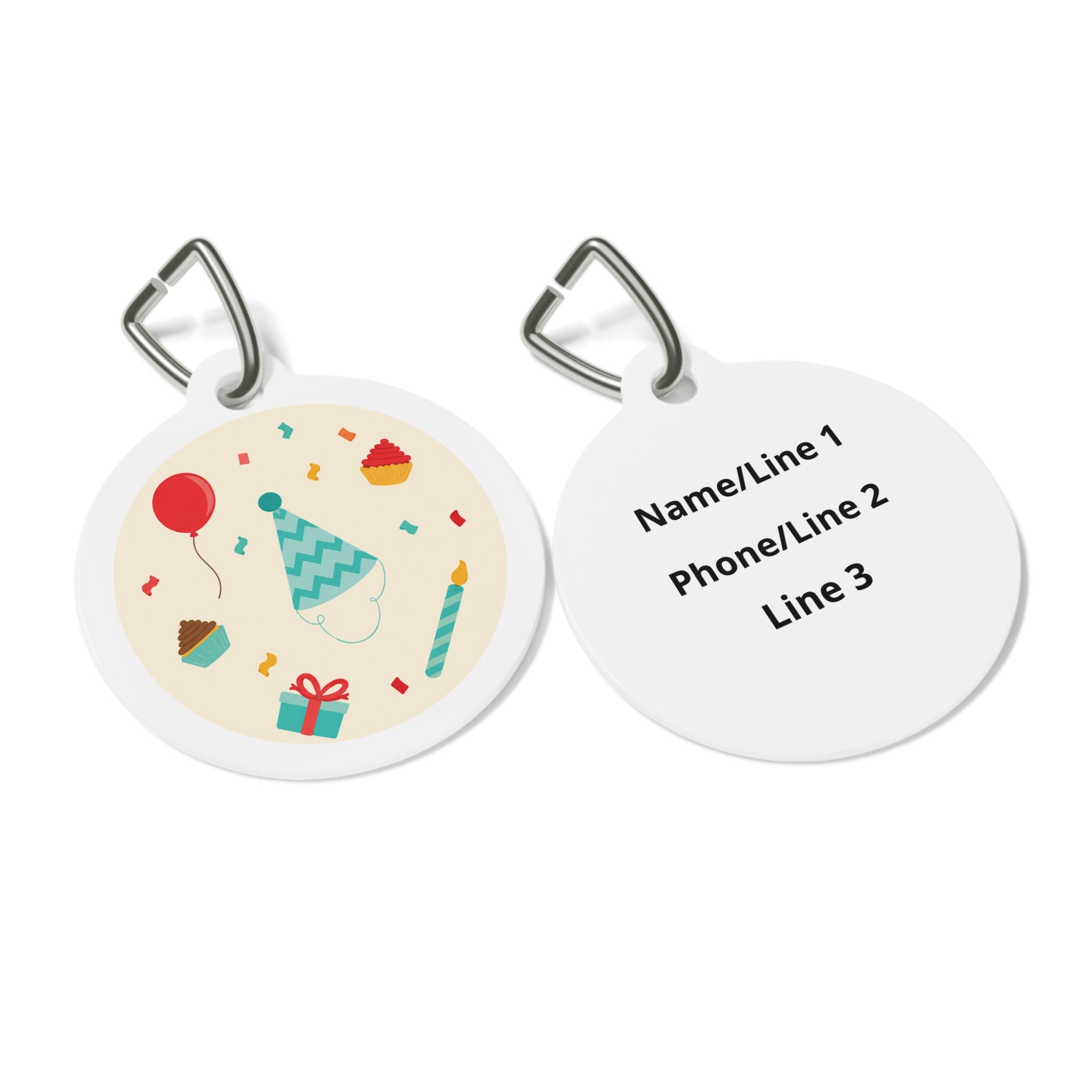Whimsical Birthday Party Icons Personalized Dog ID Tag