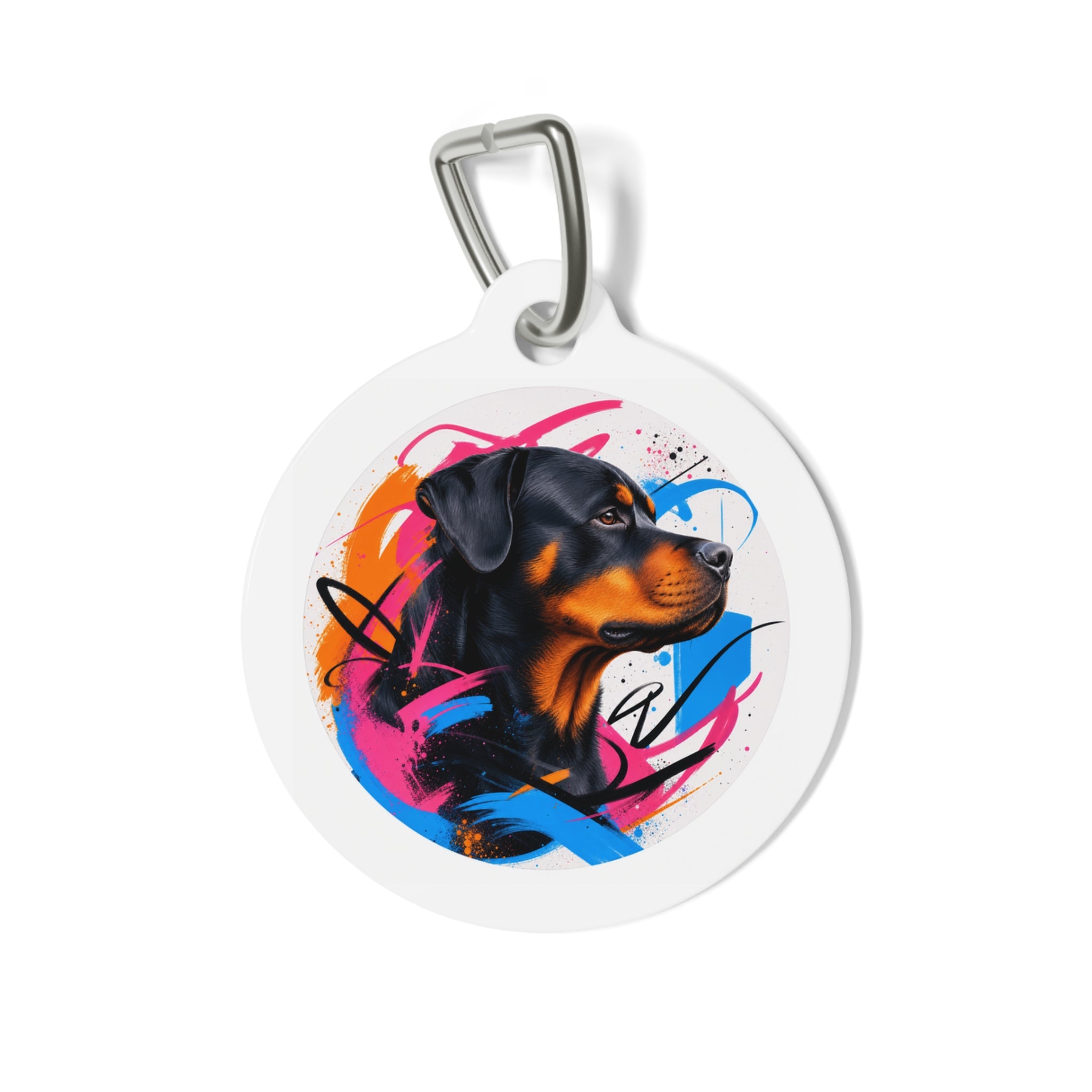 Rottweiler Graffiti Splash Profile Personalized Dog ID Tag