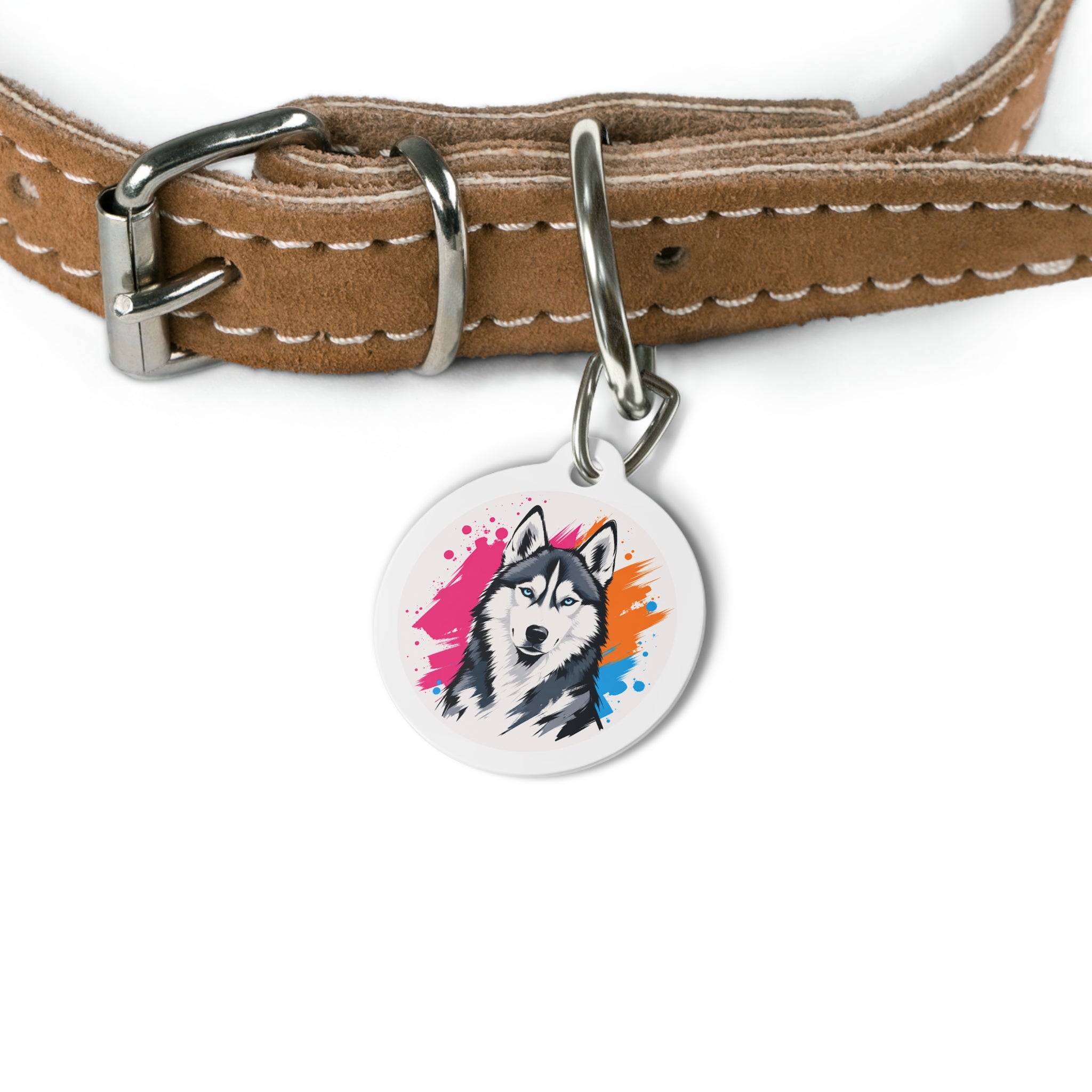 Siberian Husky Color Splash Personalized Dog ID Tag