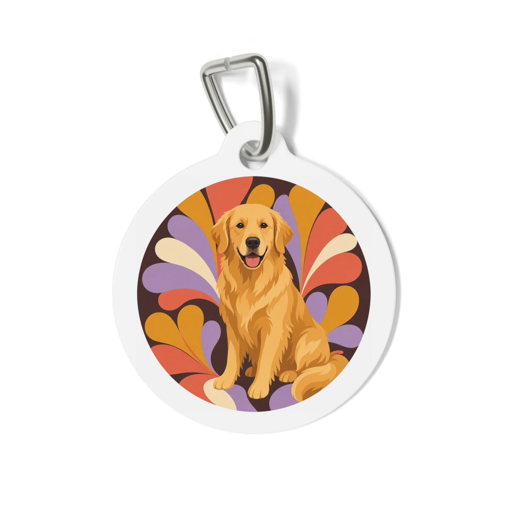 Golden Retriever Groovy Petals Personalized Dog ID Tag
