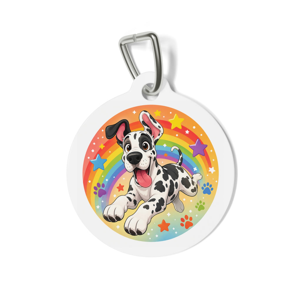 Medallón de Identificación Personalizado para Perros Gran Danés, Encanto Alegre en Acuarela