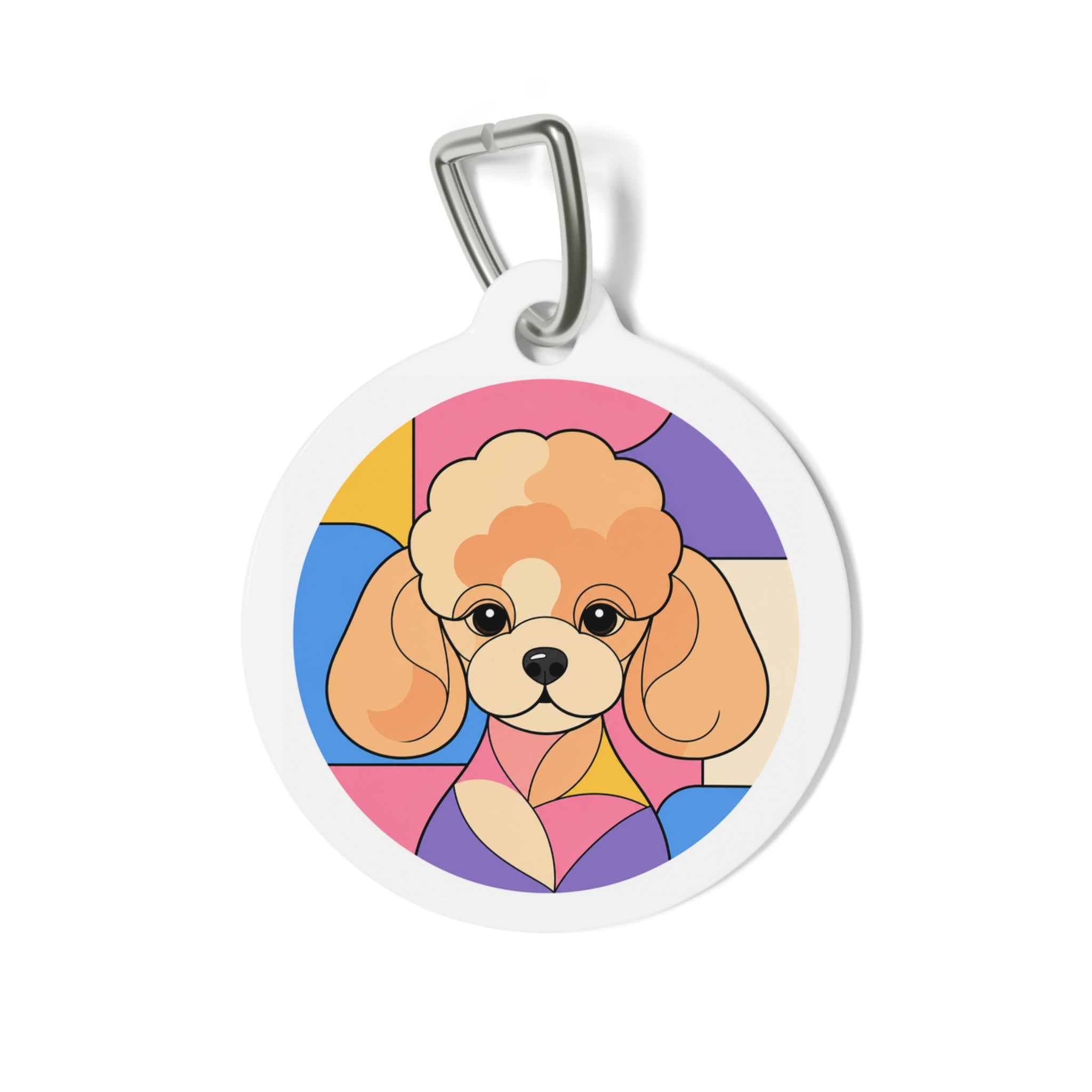 Toy Poodle Stained Glass Puppy Personalized Dog ID Tag