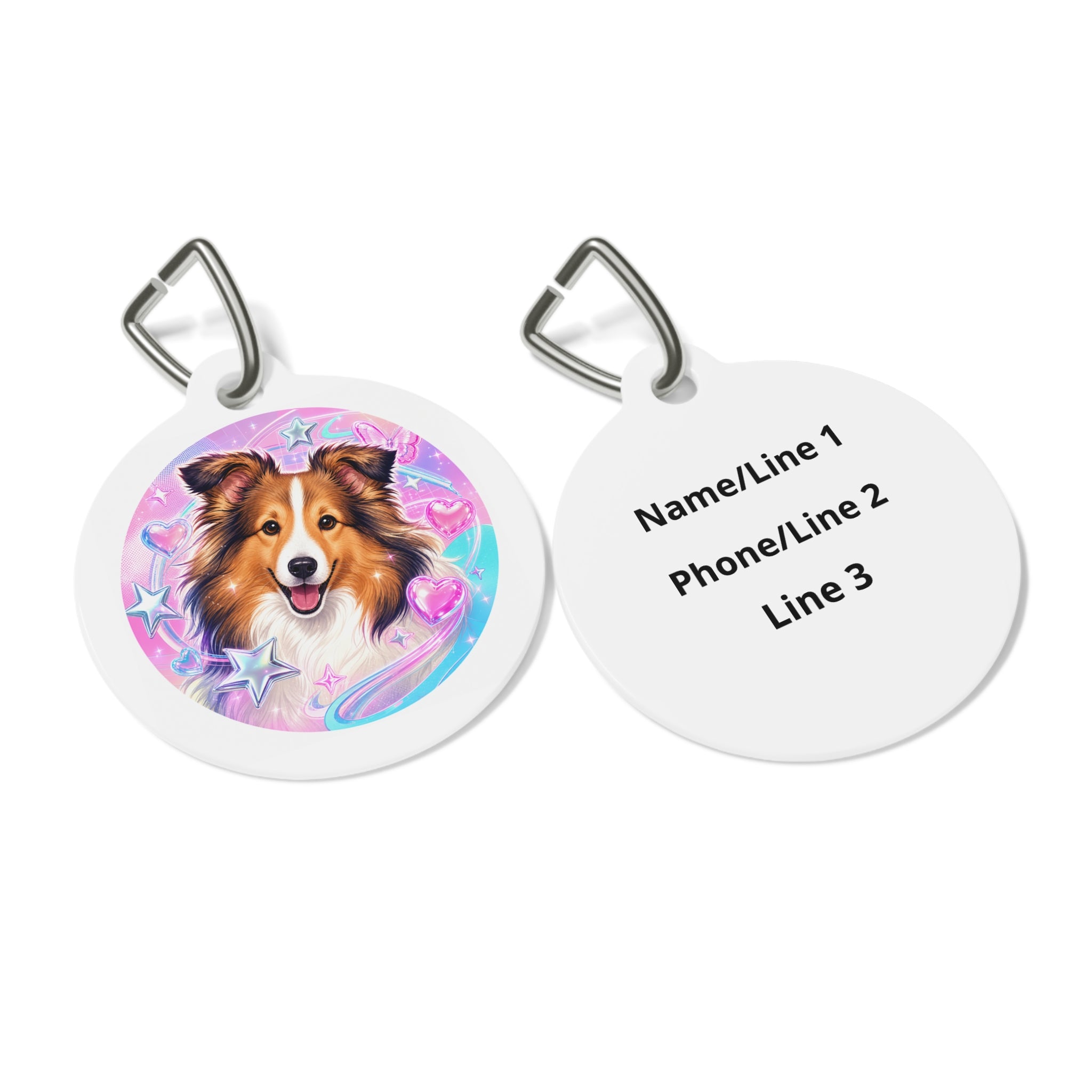 Shetland Sheepdog Rainbow Personalized Dog ID Tag