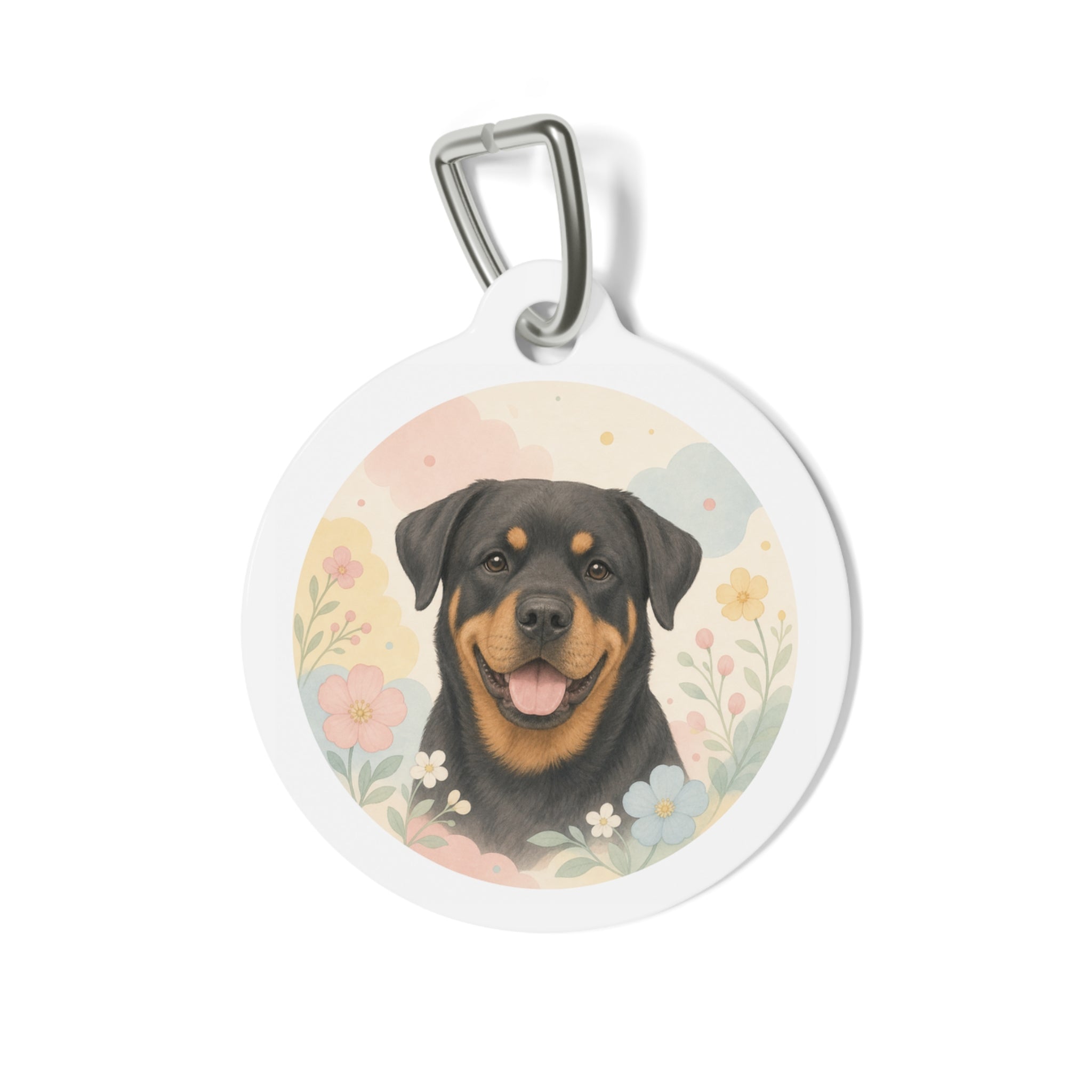 Rottweiler Soft Bloom Watercolor Personalized Dog ID Tag