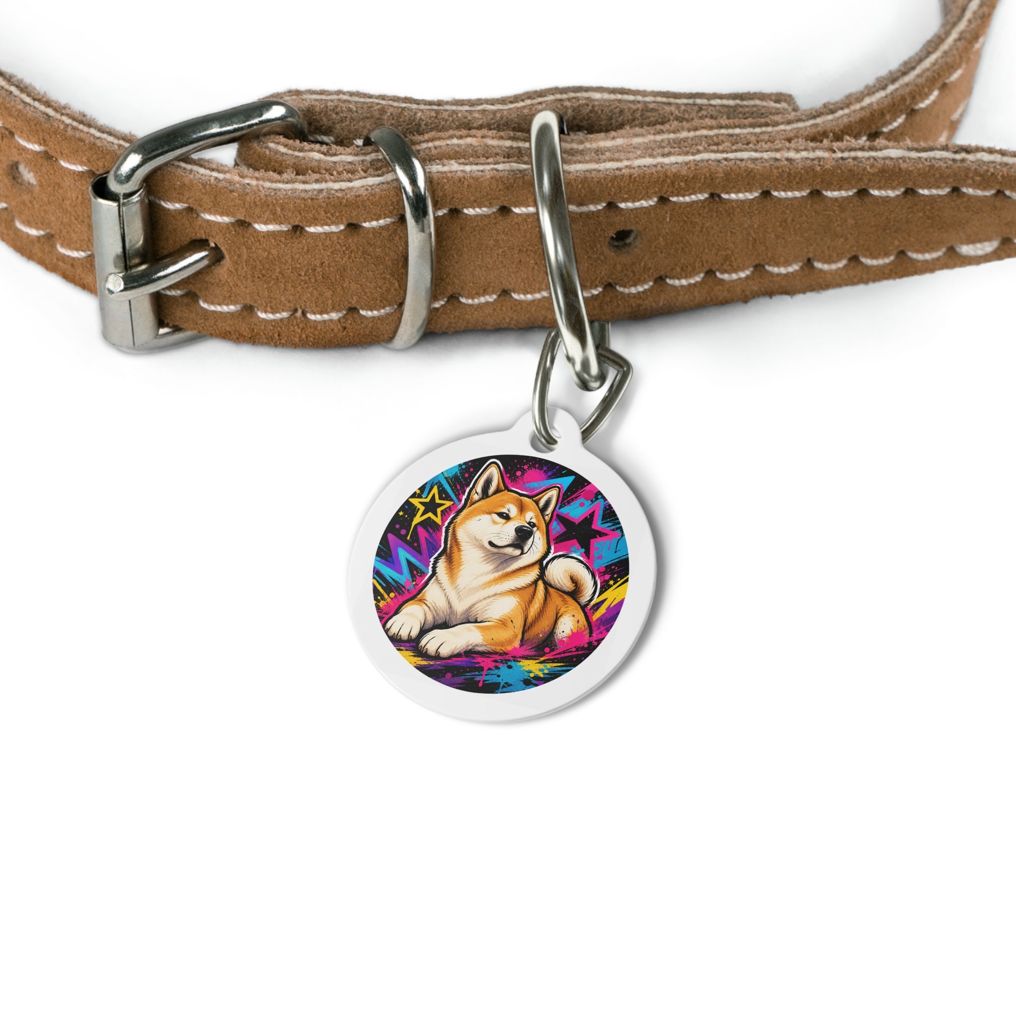 Akita Street Art Graffiti Personalized Dog ID Tag