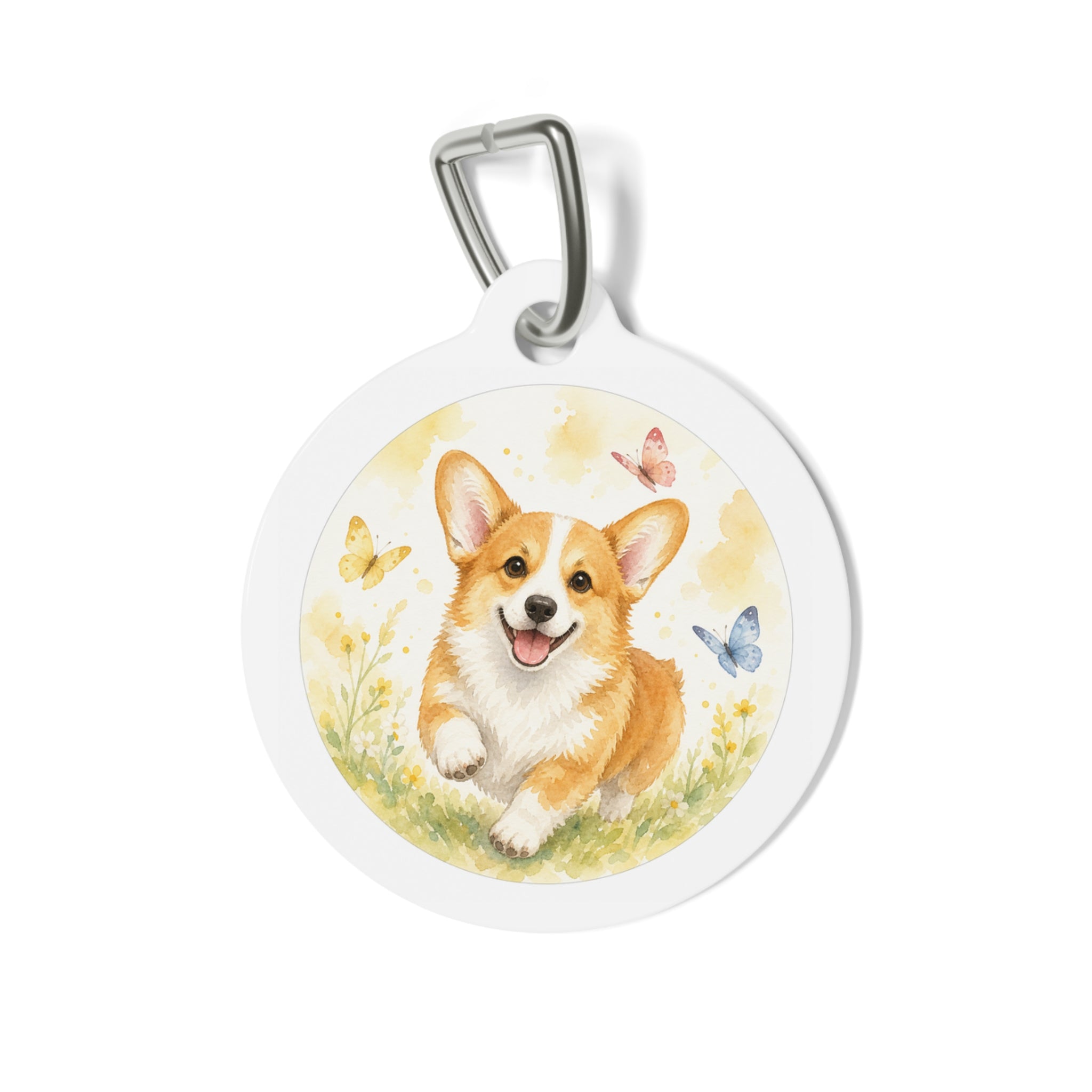 Pembroke Welsh Corgi Butterfly Garden Personalized Dog ID Tag