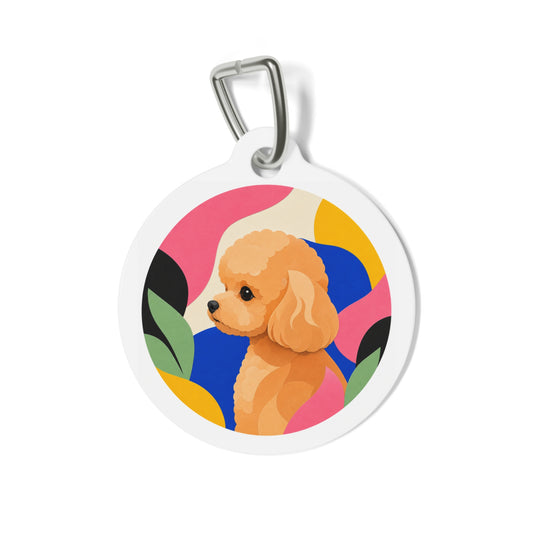 Toy Poodle Modern Botanical Apricot Personalized Dog ID Tag