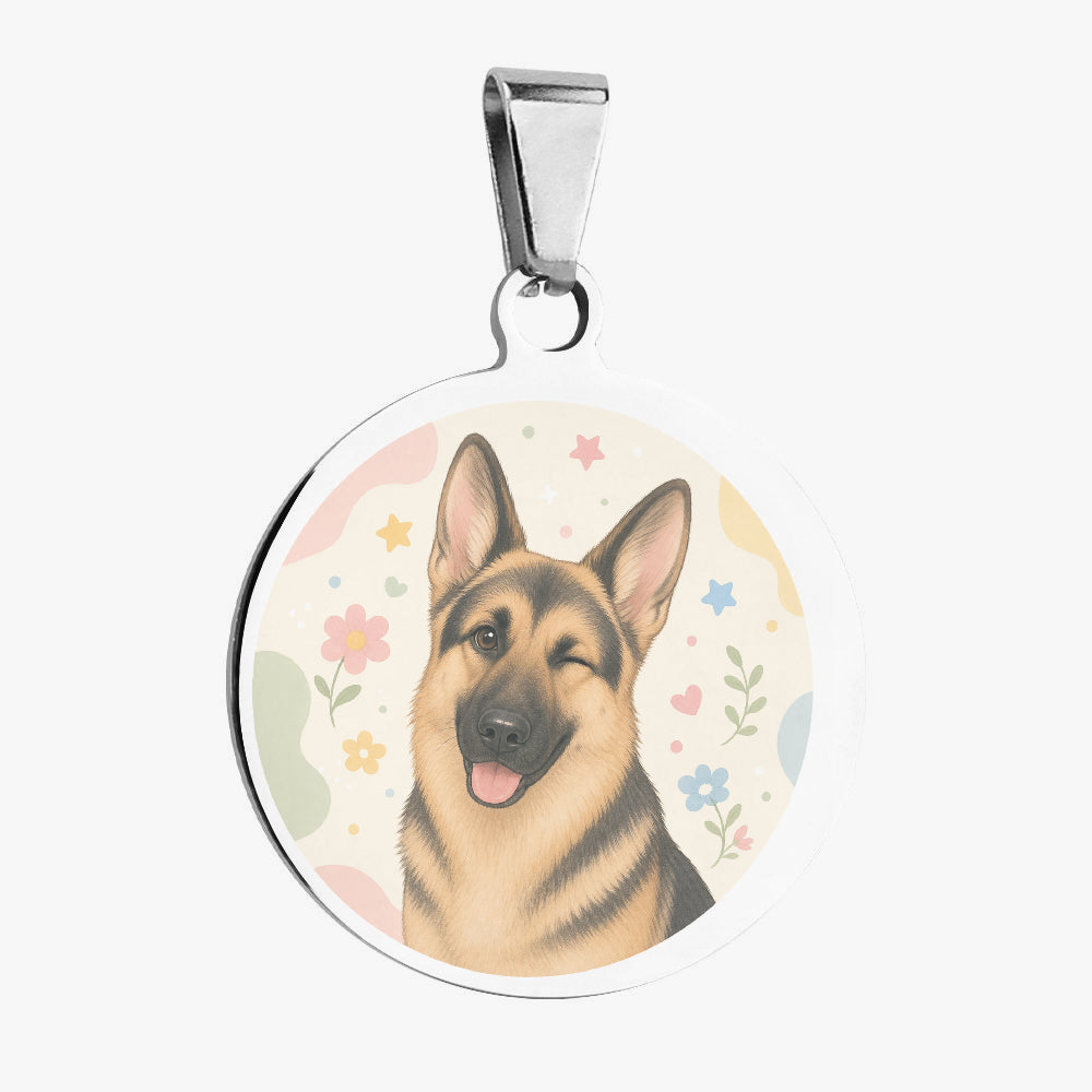 German Shepherd Soft Floral Close-Up Personalized Dog ID Tag