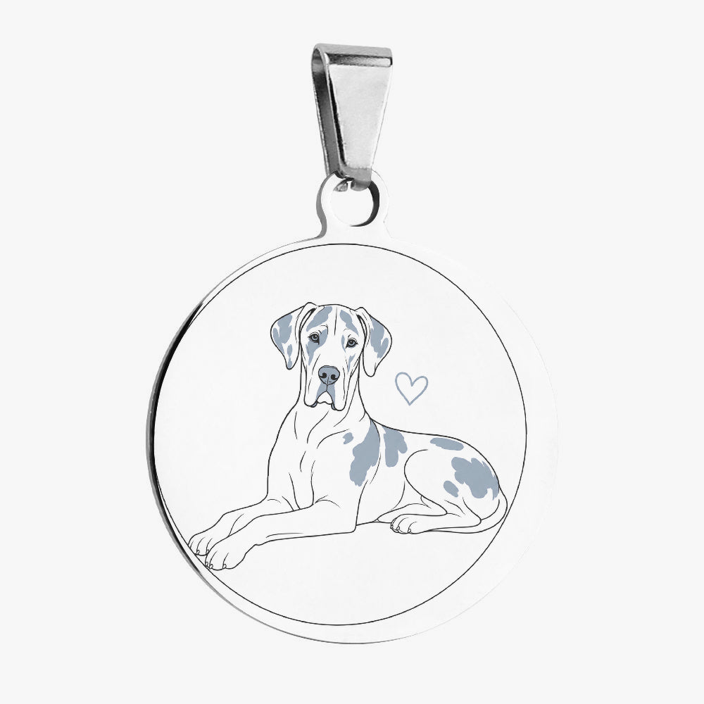Great Dane Minimal Heart Line Art Personalized Dog ID Tag