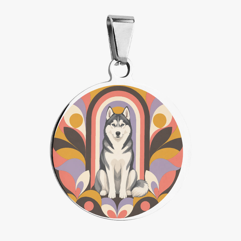 Siberian Husky Retro Arch Deco Personalized Dog ID Tag
