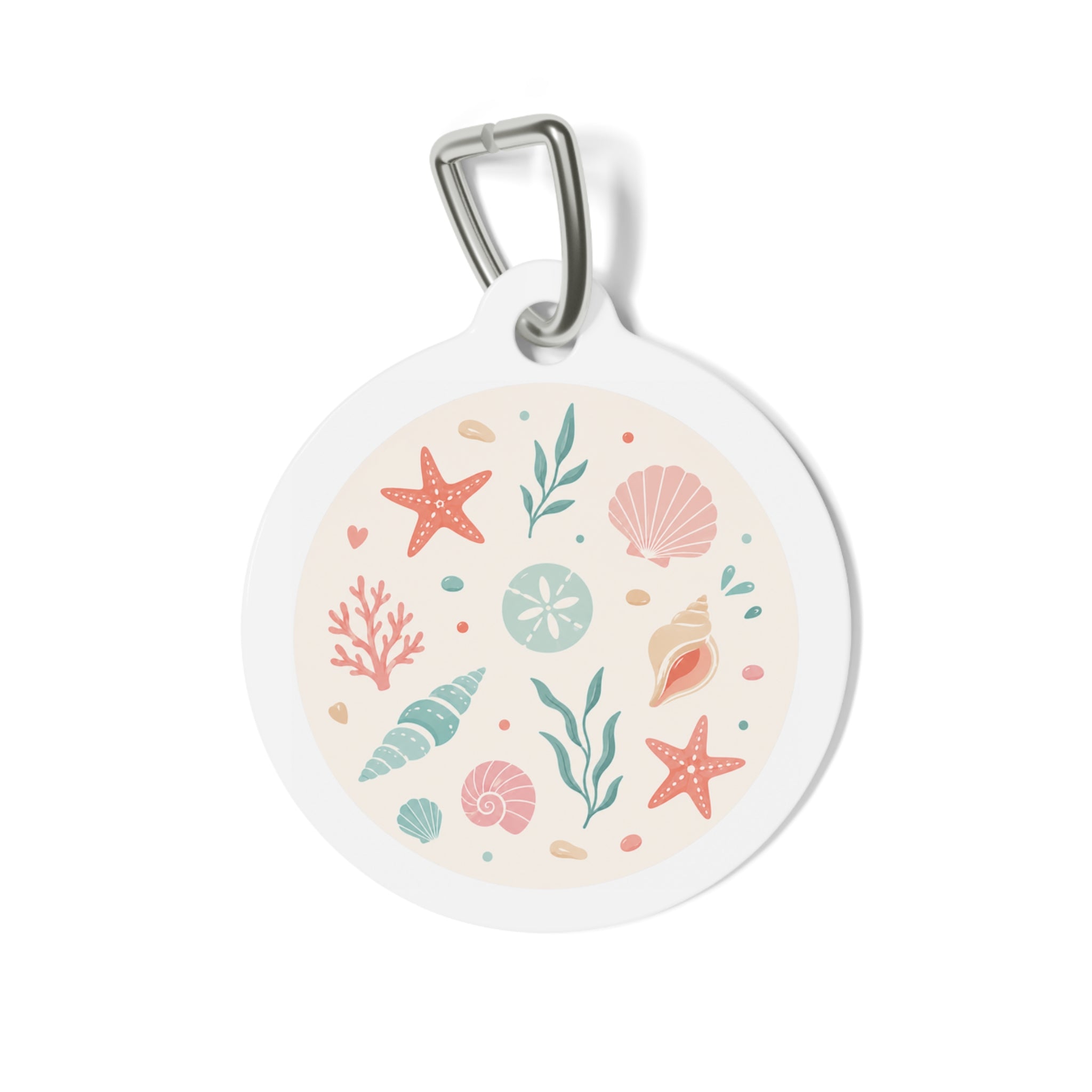 Pastel Shell Garden Dreamy Coastal Scene Personalized Dog ID Tag