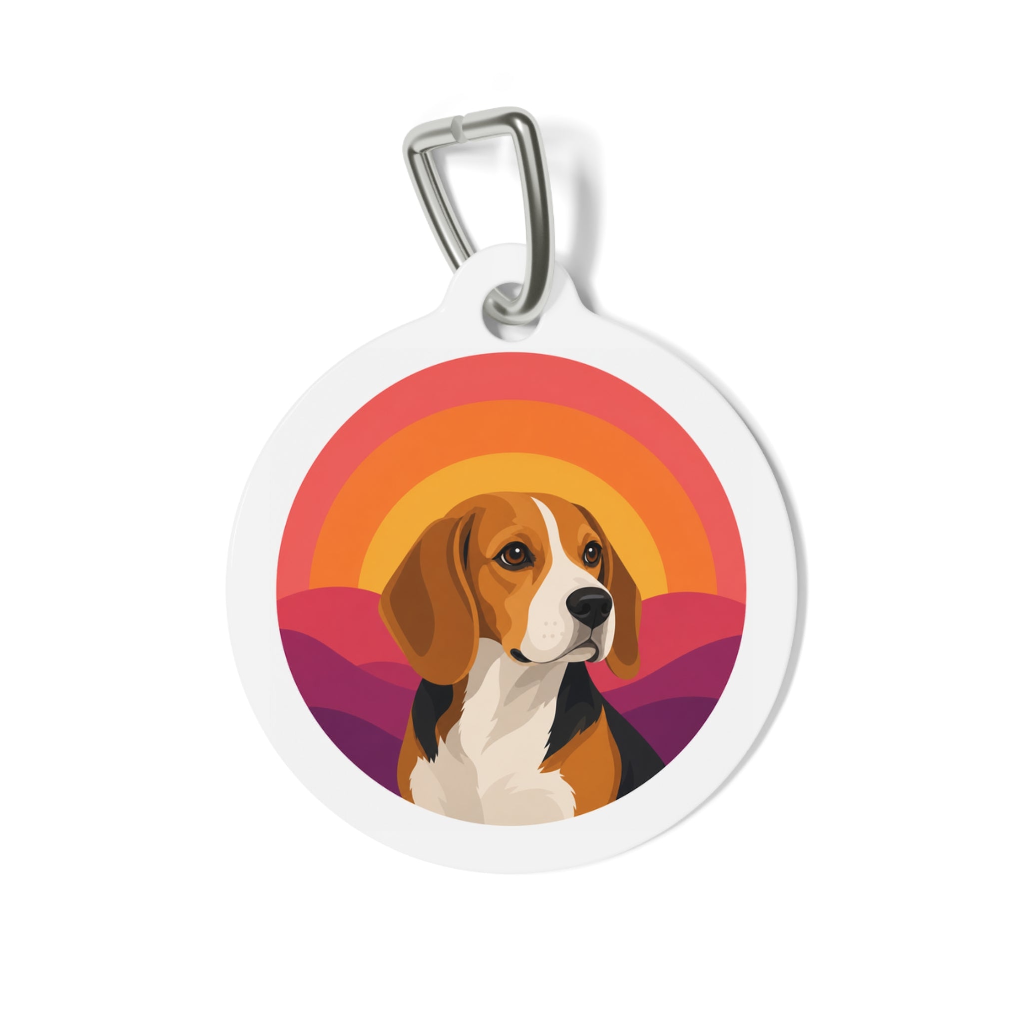 Beagle Retro Sunset Personalized Dog ID Tag