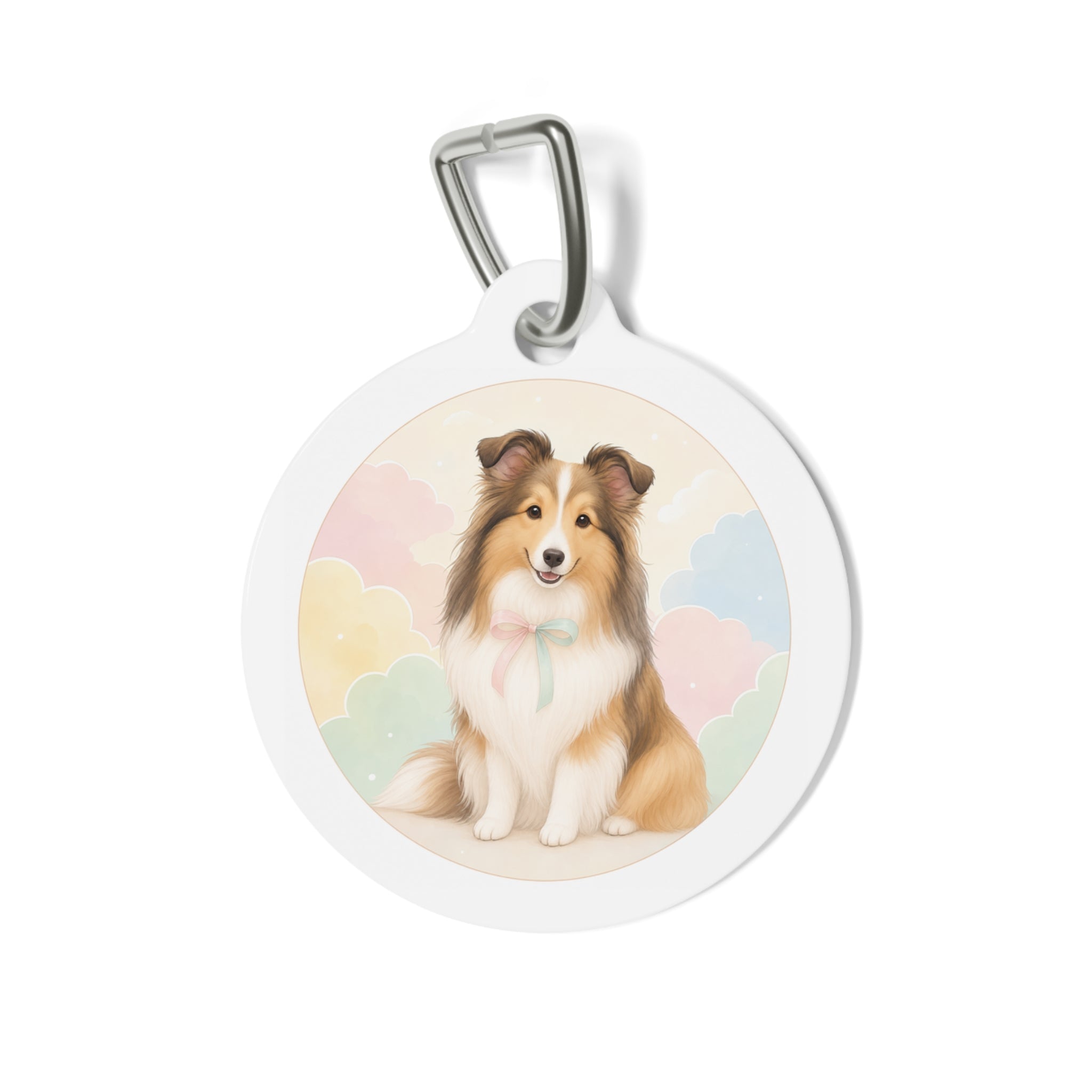 Shetland Sheepdog Pastel Cloud Portrait Personalized Dog ID Tag