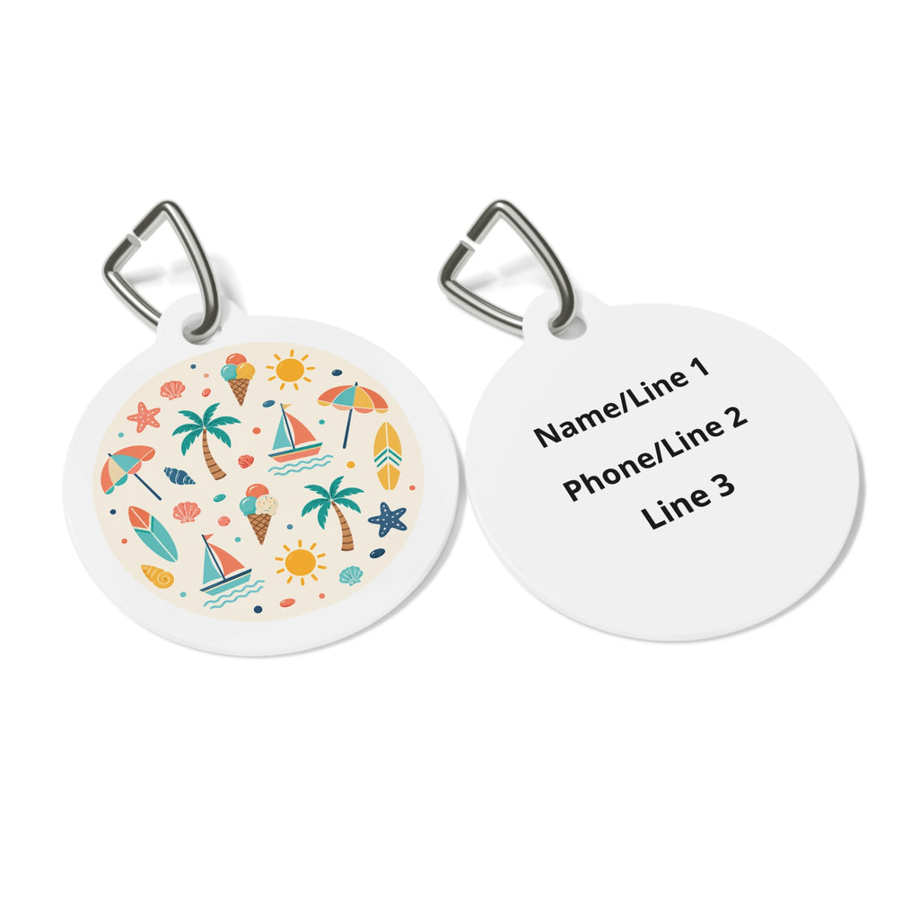 Beach Holiday Dreamy Coastal Scene Personalized Dog ID Tag