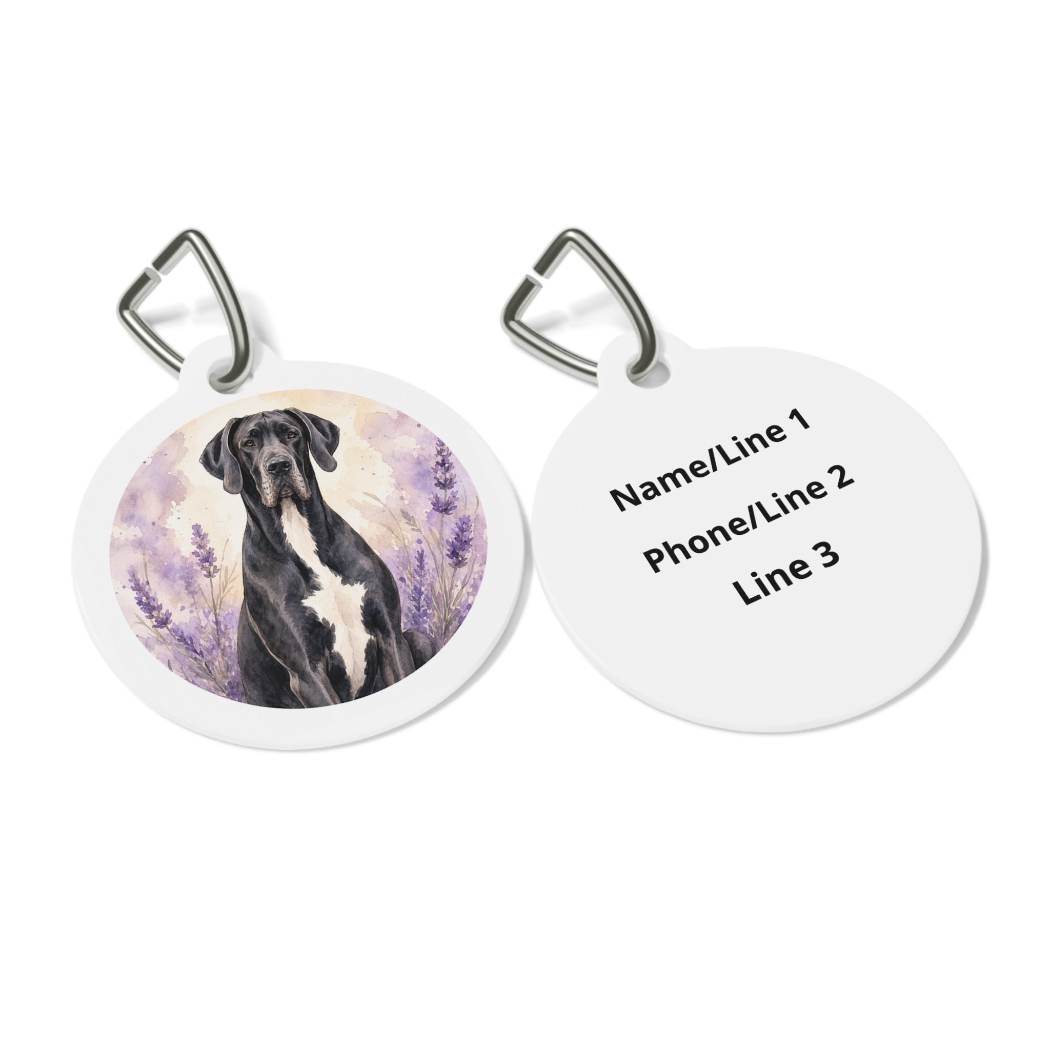 Great Dane Joyful Botanical Art Personalized Dog ID Tag