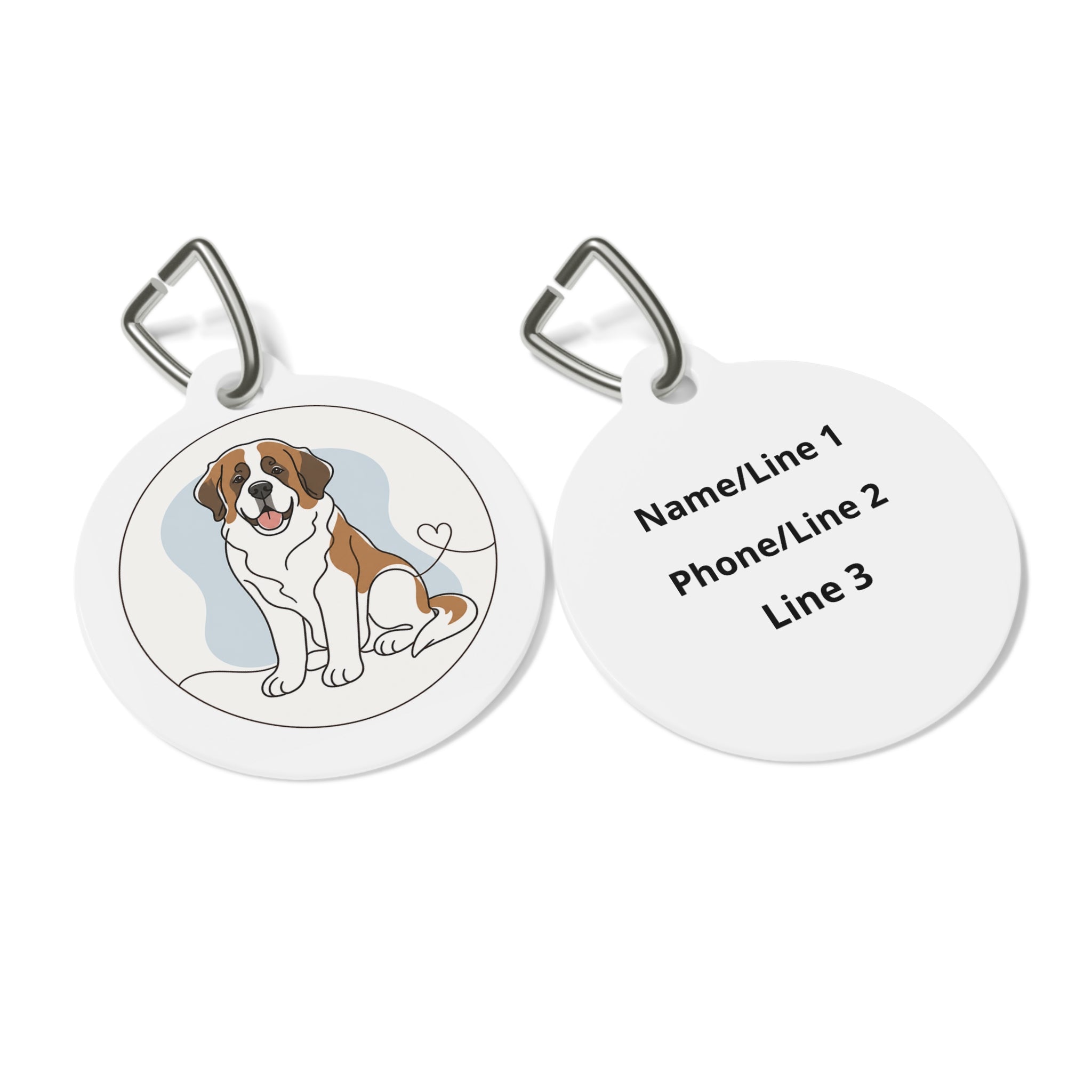 Saint Bernard Cheerful Watercolor Charm Personalized Dog ID Tag