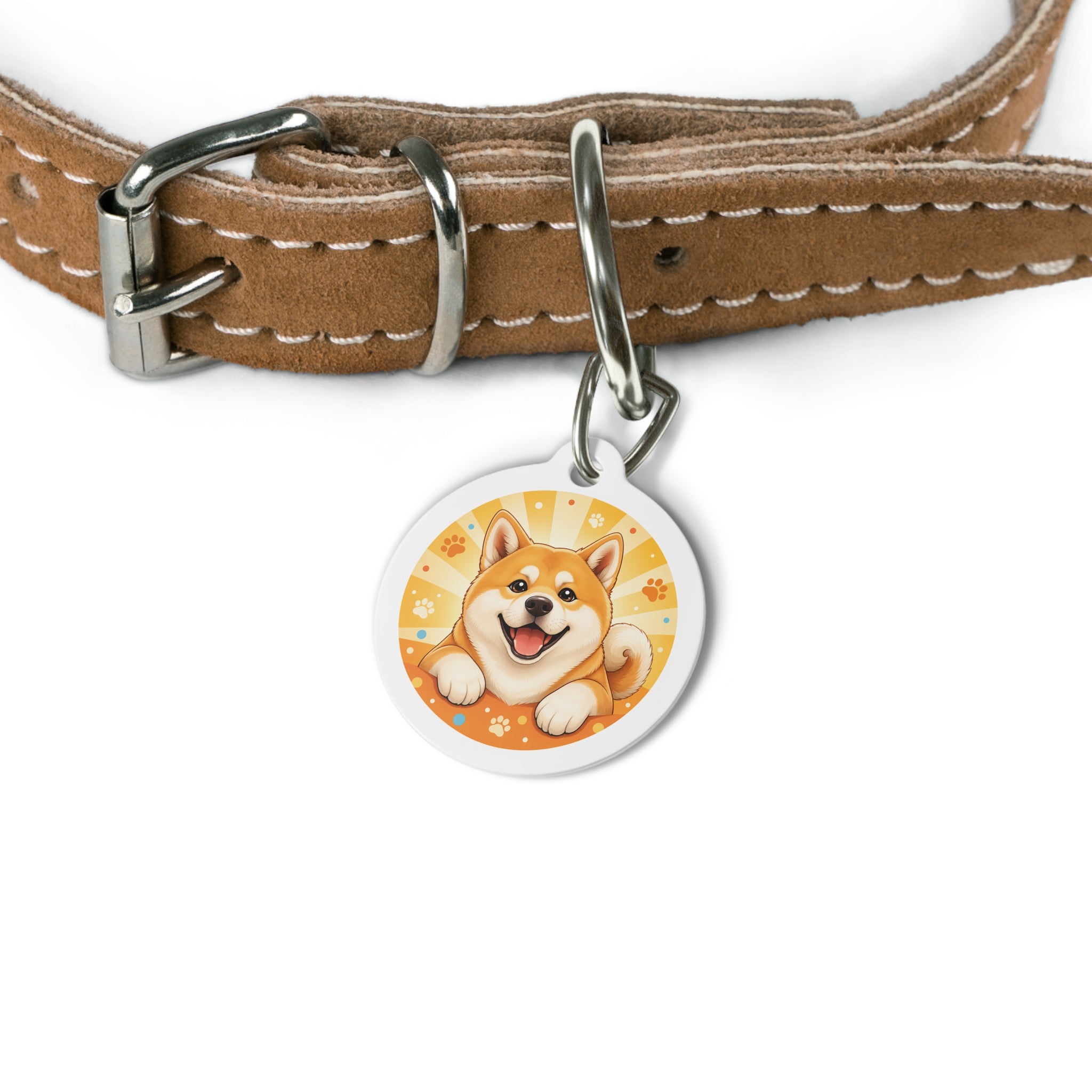 Akita Sunshine Pop Personalized Dog ID Tag