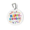 Chapa de identificación personalizada para perro "Celebración con confeti arcoíris atrevido"