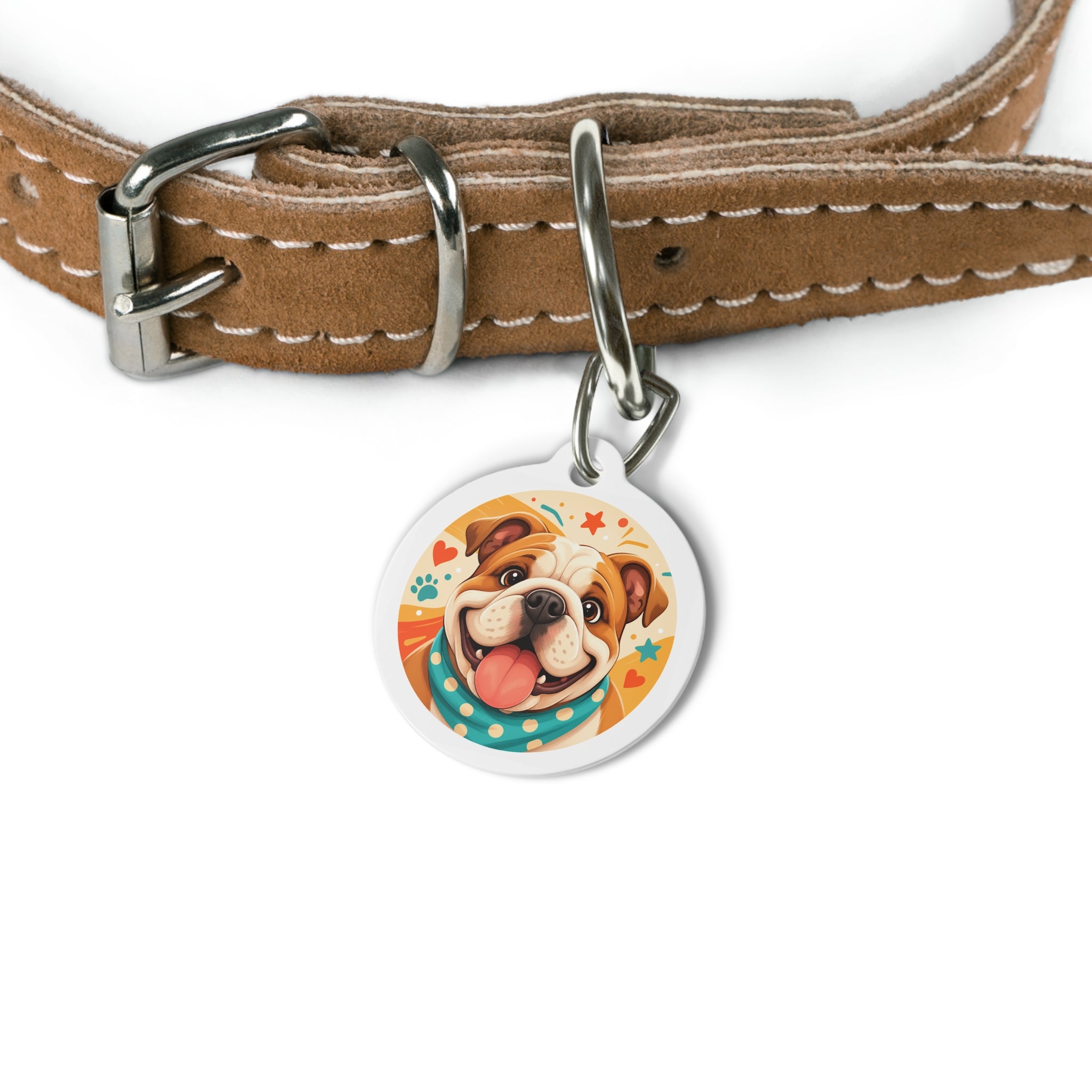Bulldog Sunshine Bandana Personalized Dog ID Tag