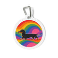 Etiqueta de identificación para perro personalizada Dachshund Rainbow