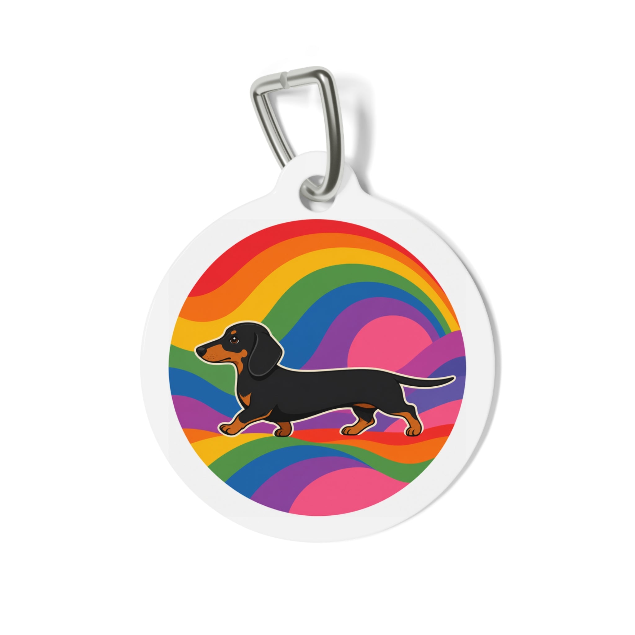 Dachshund Rainbow Personalized Dog ID Tag