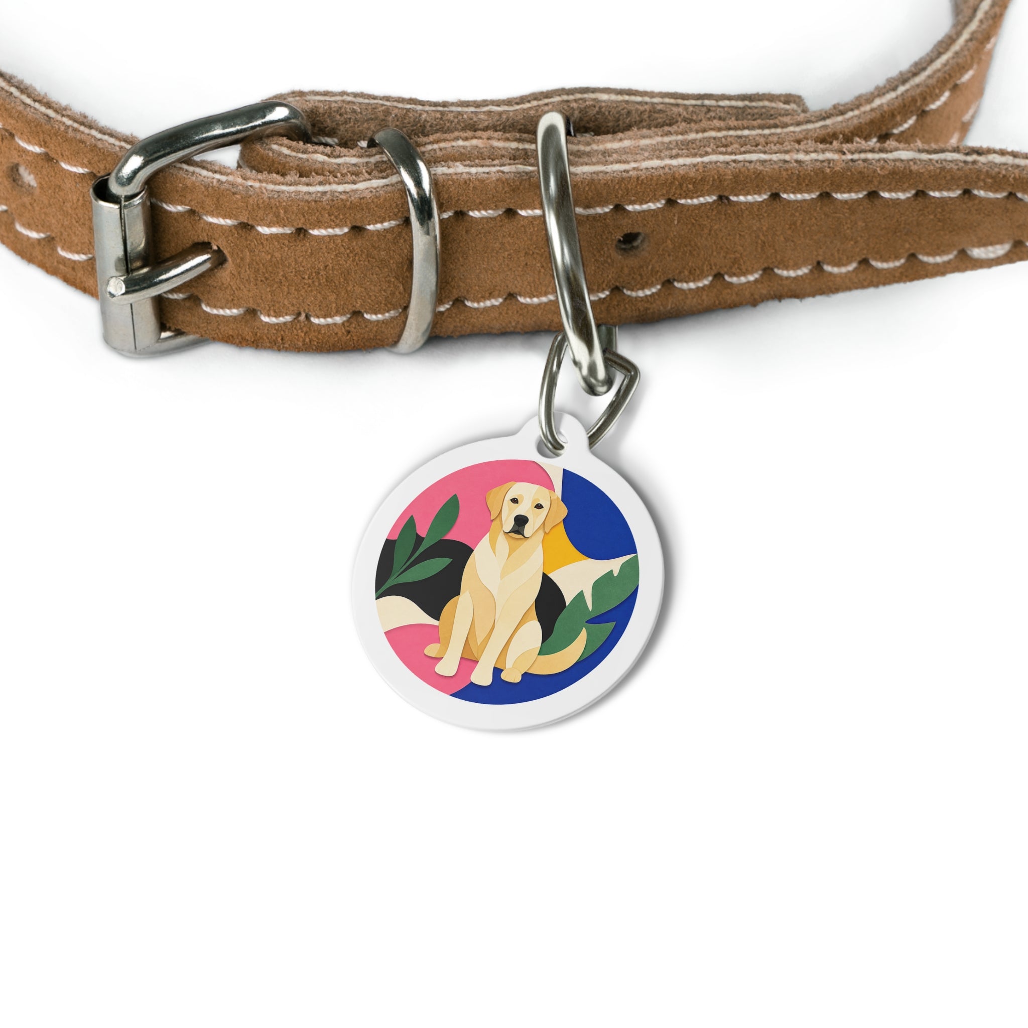 Labrador Retriever Bold Botanical Personalized Dog ID Tag
