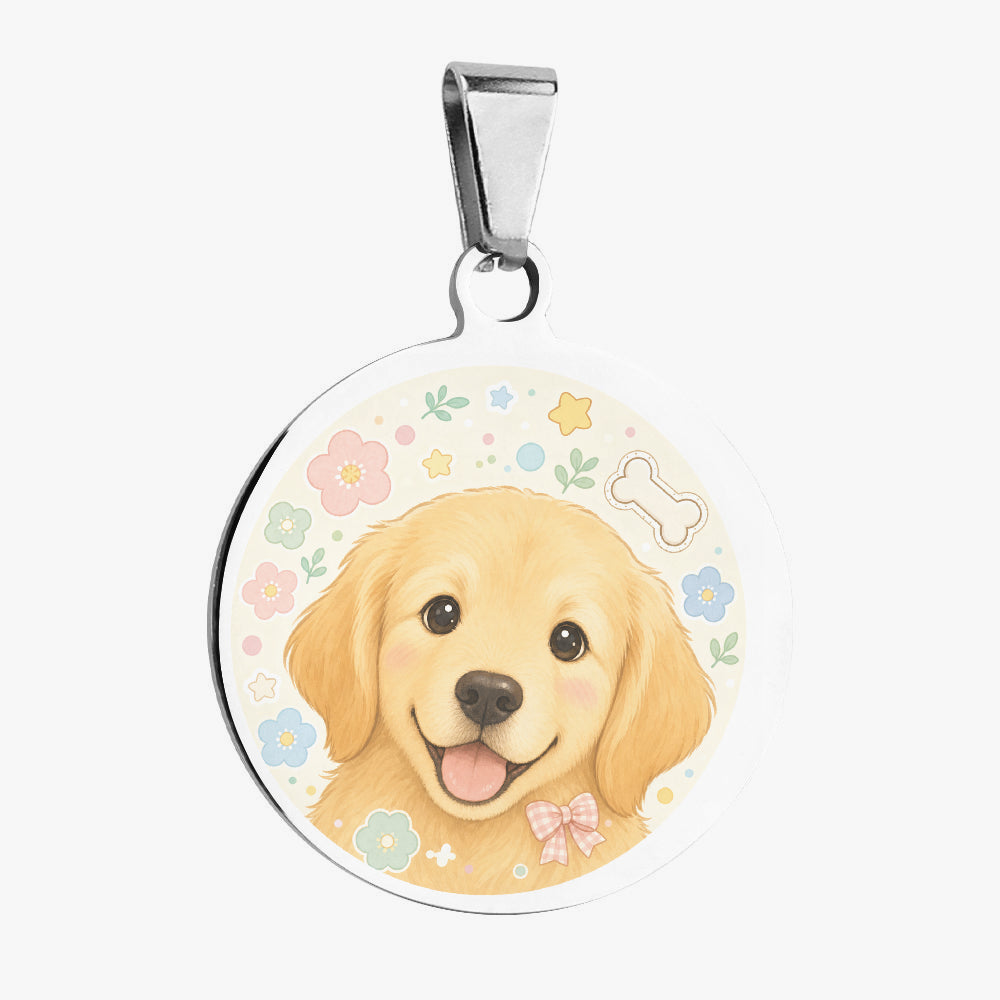 Golden Retriever Puppy Flower Confetti Personalized Dog ID Tag