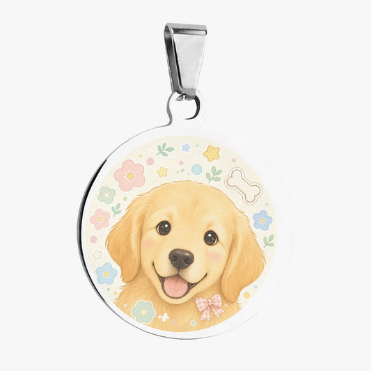 Golden Retriever Puppy Flower Confetti Personalized Dog ID Tag
