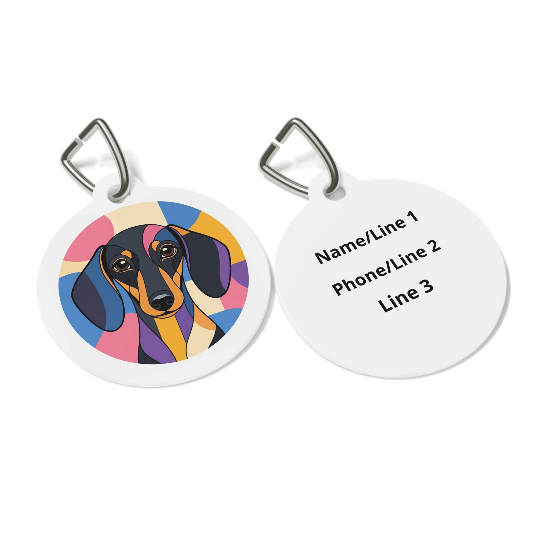 Dachshund Pop Art Personalized Dog ID Tag
