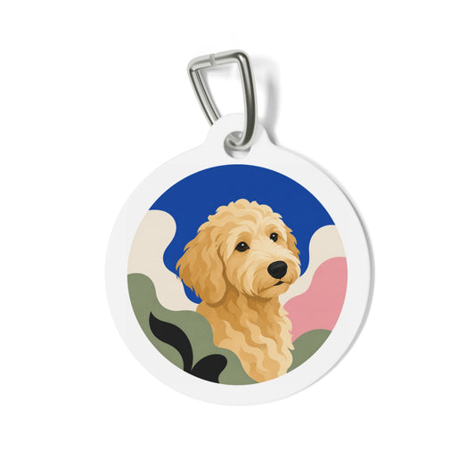 Goldendoodle Vibrant Doodle Art Personalized Dog ID Tag