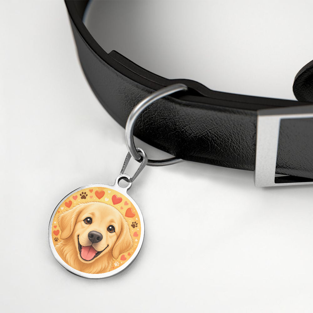 Golden Retriever Autumn Hearts Portrait personalized dog ID tag product detail