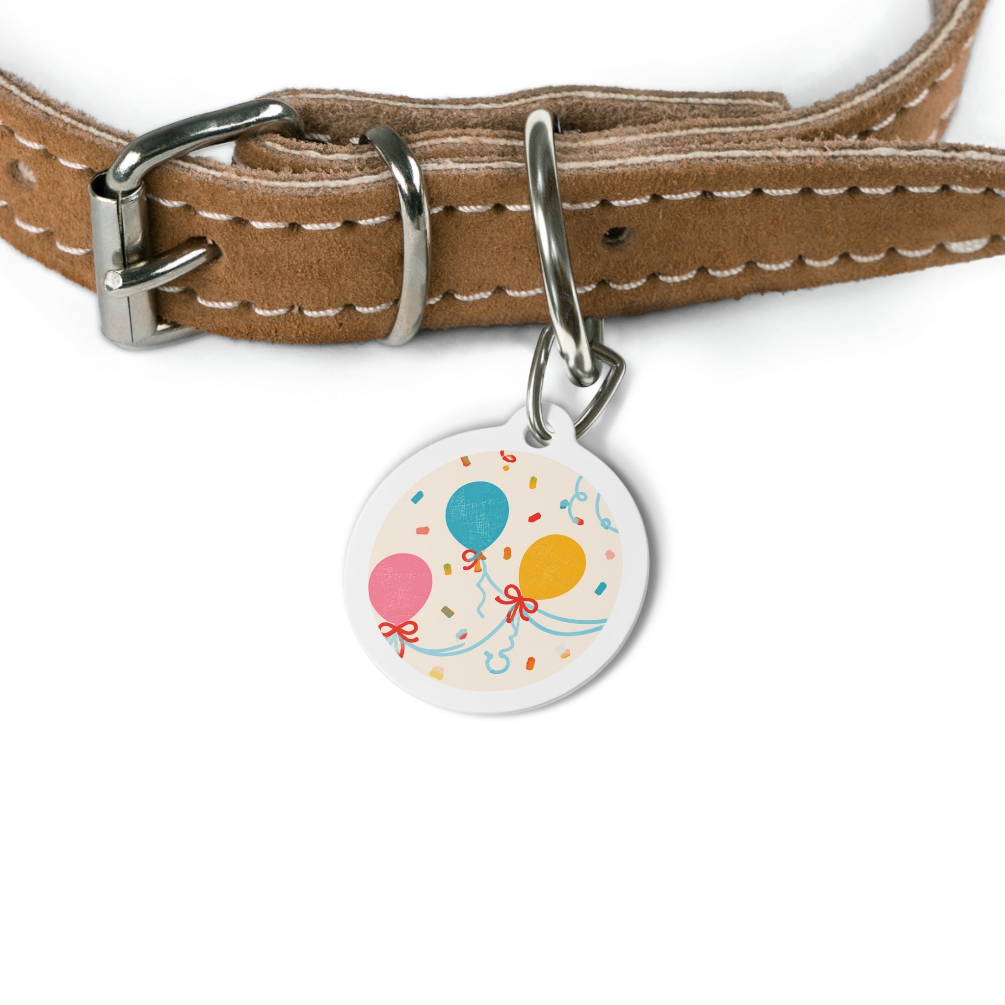 Modern Retro Balloon Confetti Personalized Dog ID Tag