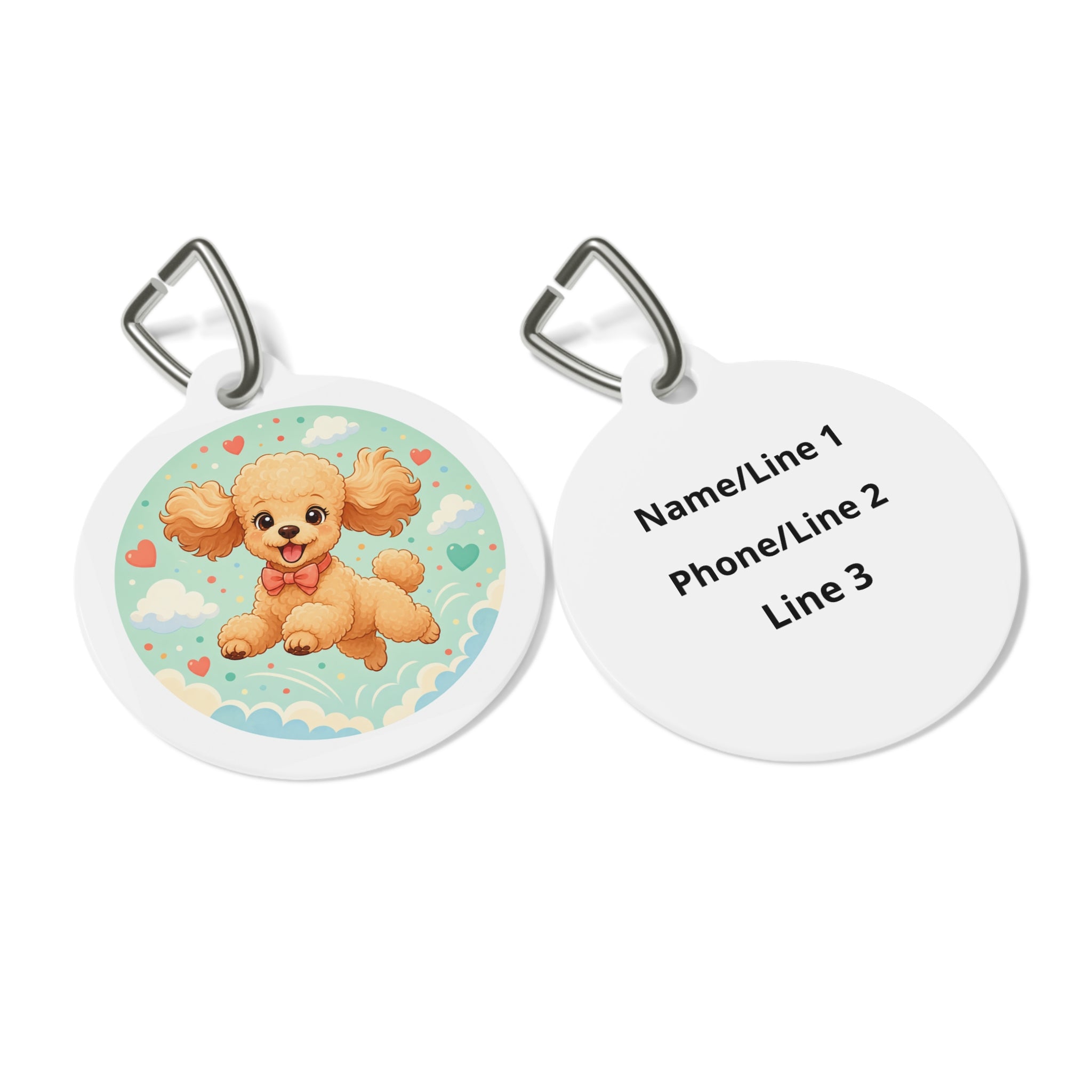 Poodle Happy Cloud Personalized Dog ID Tag