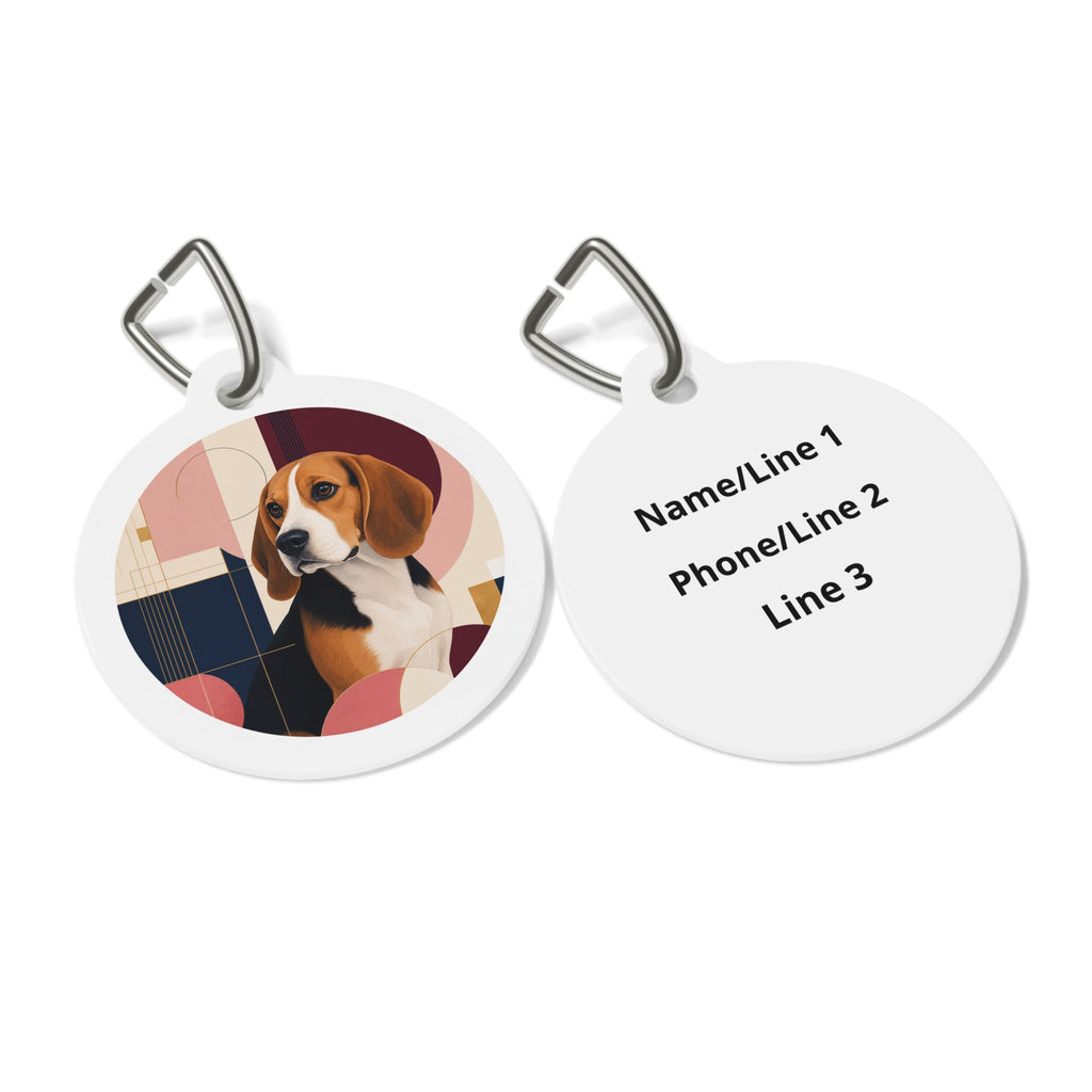 Beagle Modern Colorblock Personalized Dog ID Tag